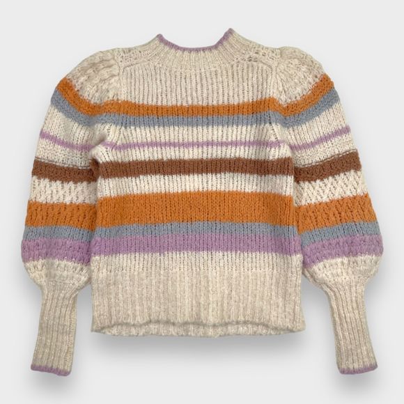 NWT Rebecca Taylor Fluffy Stripe Bishop Sleeve Knit Sweater Women's Small - Picture 8 of 14